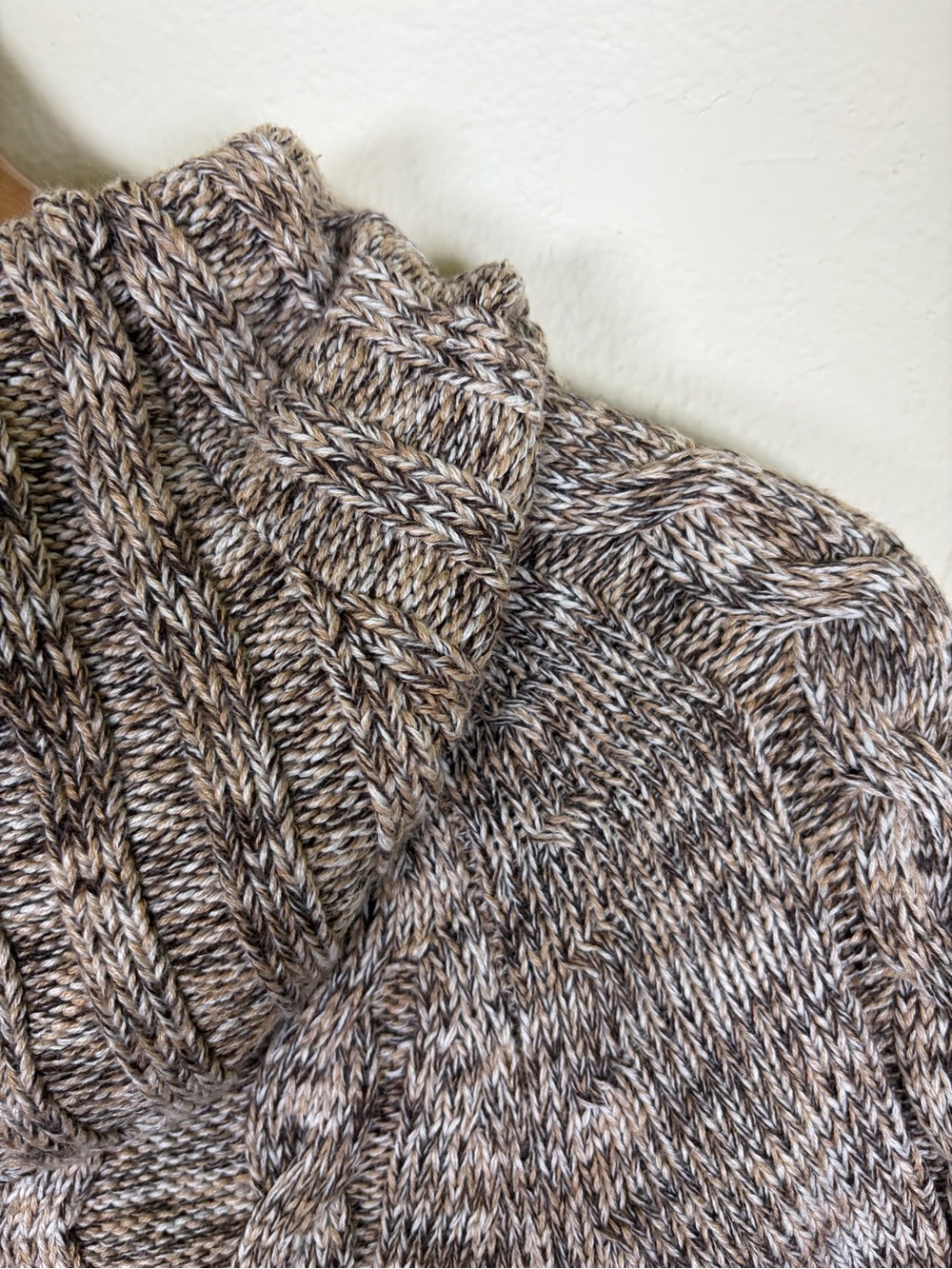 Denver Hayes Soft Cable Knit Sweater Dress Cowl Neck Brown Marled Size Small - Picture 11 of 13